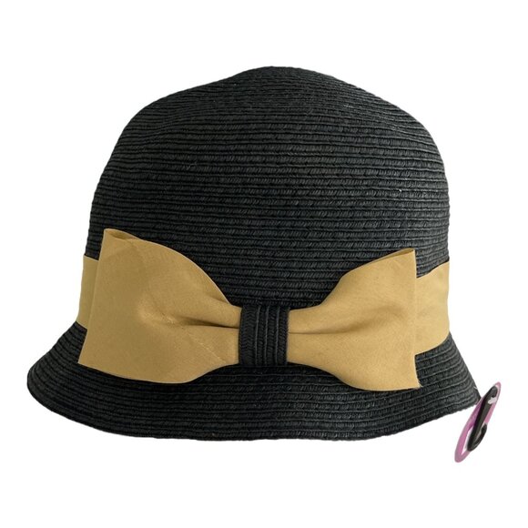 Angela & William Black Cloche Hat with Tan Bow – Style #CL1461 – NWT - Picture 1 of 5